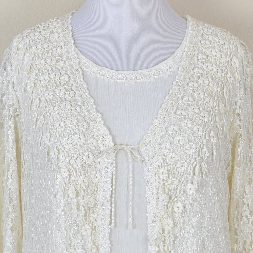 Vintage Magnet Art Lynn Yang Gauze Lace Dress and Jacket - M - Picture 2 of 14
